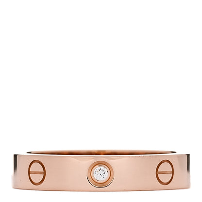 Cartier 18K Pink Gold Diamond 4mm LOVE Wedding Band Ring 56 7.5 1 of 5