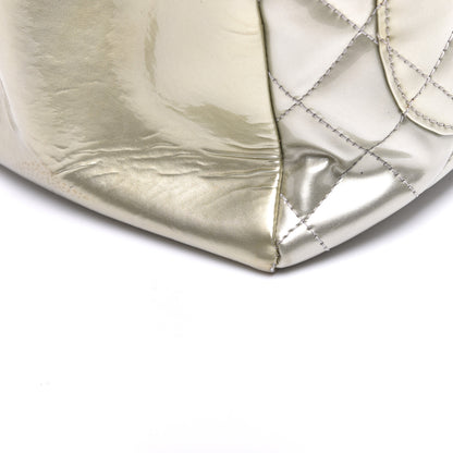 Chanel Patent Quilted Grand Shopping Tote GST Silver Gold 11 of 11
