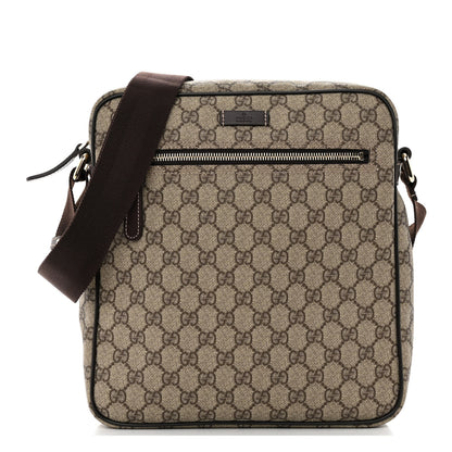 Gucci GG Plus Monogram Selleria Calfskin Medium Messenger Bag Beige Ebony Cocoa Dark Chocolate 1 of 10