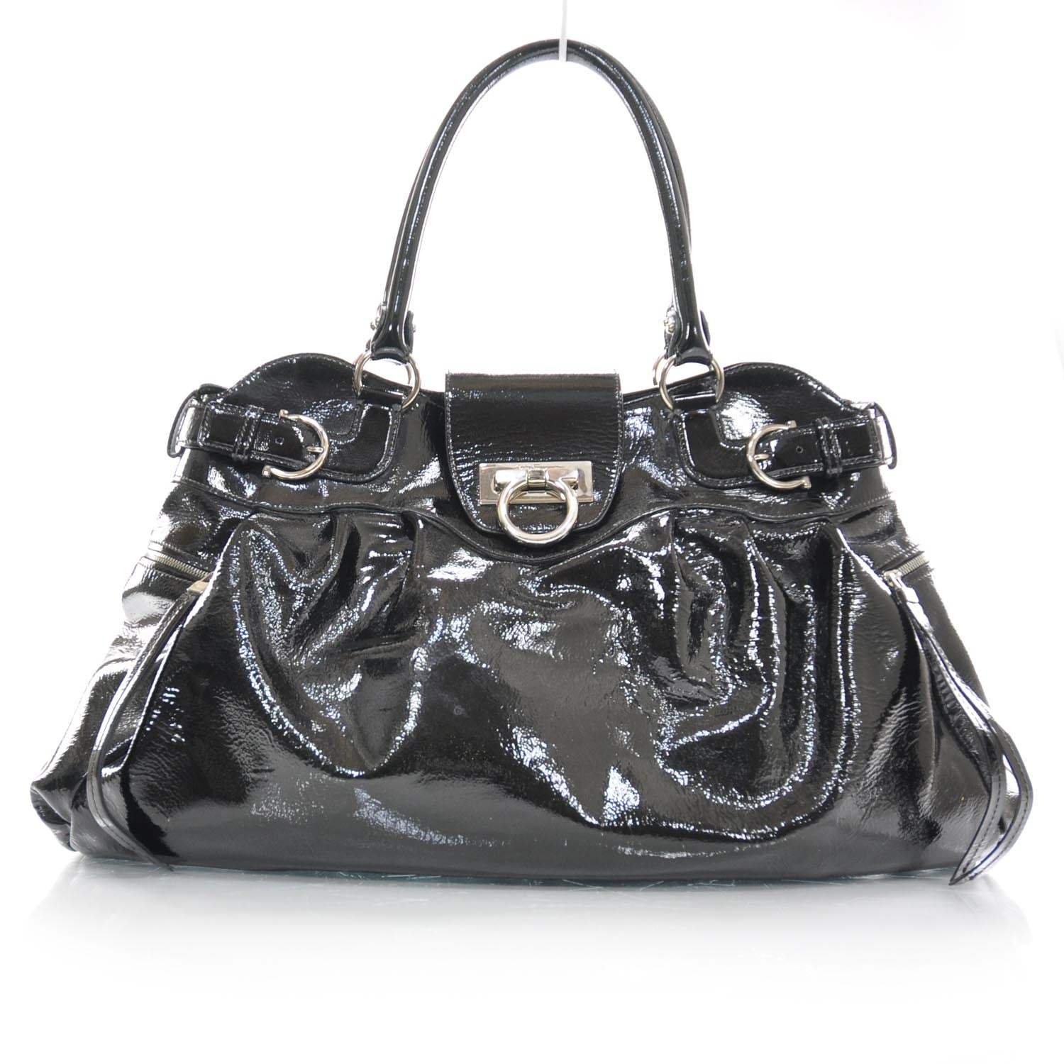 FASHIONPHILE SALVATOREFERRAGAMOPatentLeatherMarisaBlack 1 of 7
