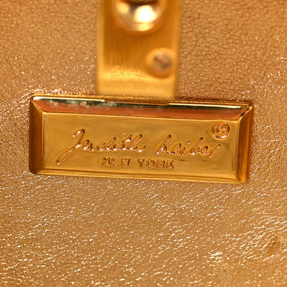 Judith Leiber Swarovski Crystal Minaudiere Clutch Gold Black White 6 of 8