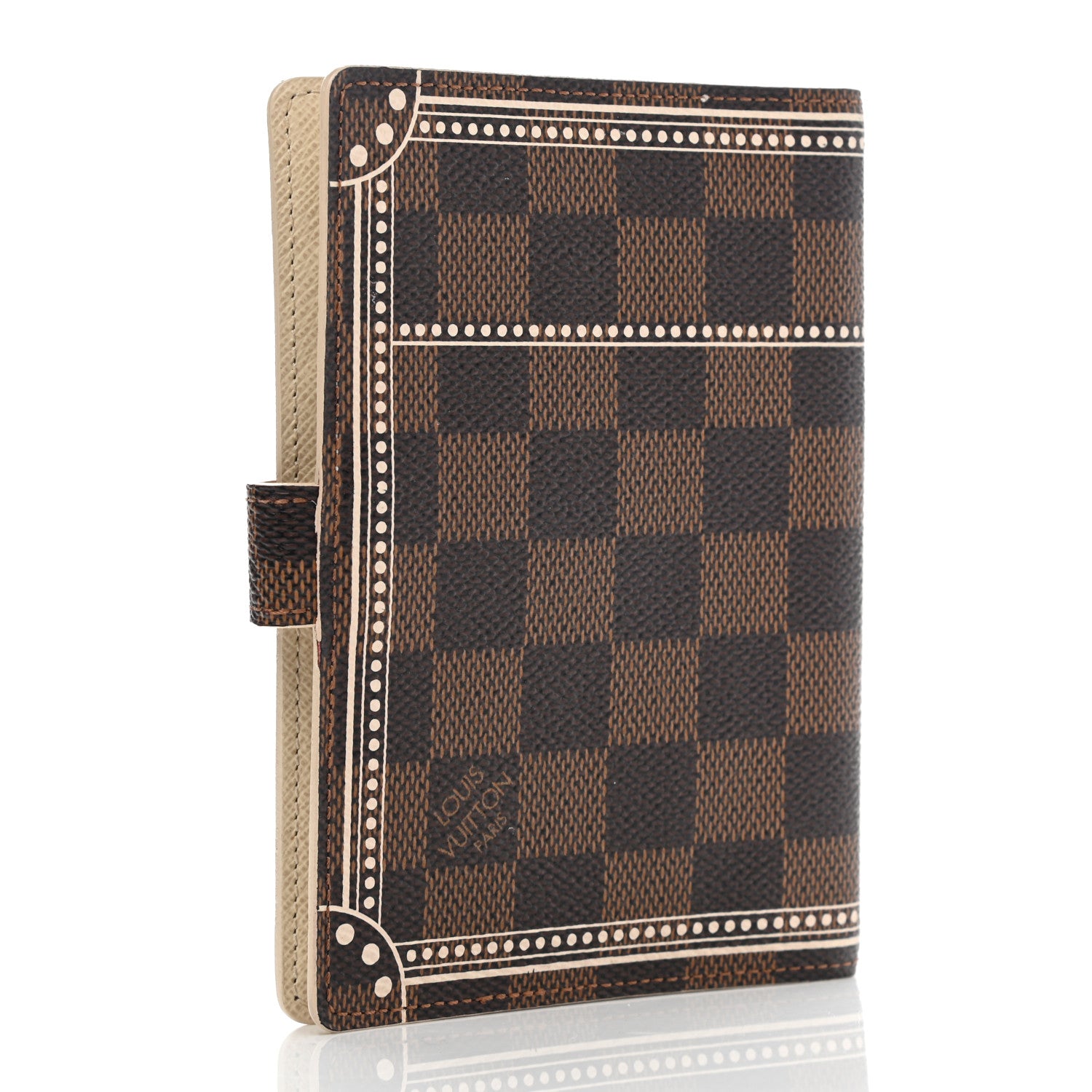 Louis Vuitton Damier Ebene Trunk Small Ring Agenda Cover White 3 of 8