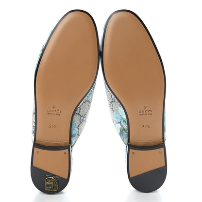 Gucci GG Supreme Monogram Blooms Womens Princetown Slippers 37.5 Beige Blue Navy Hibiscus Red 8 of 9