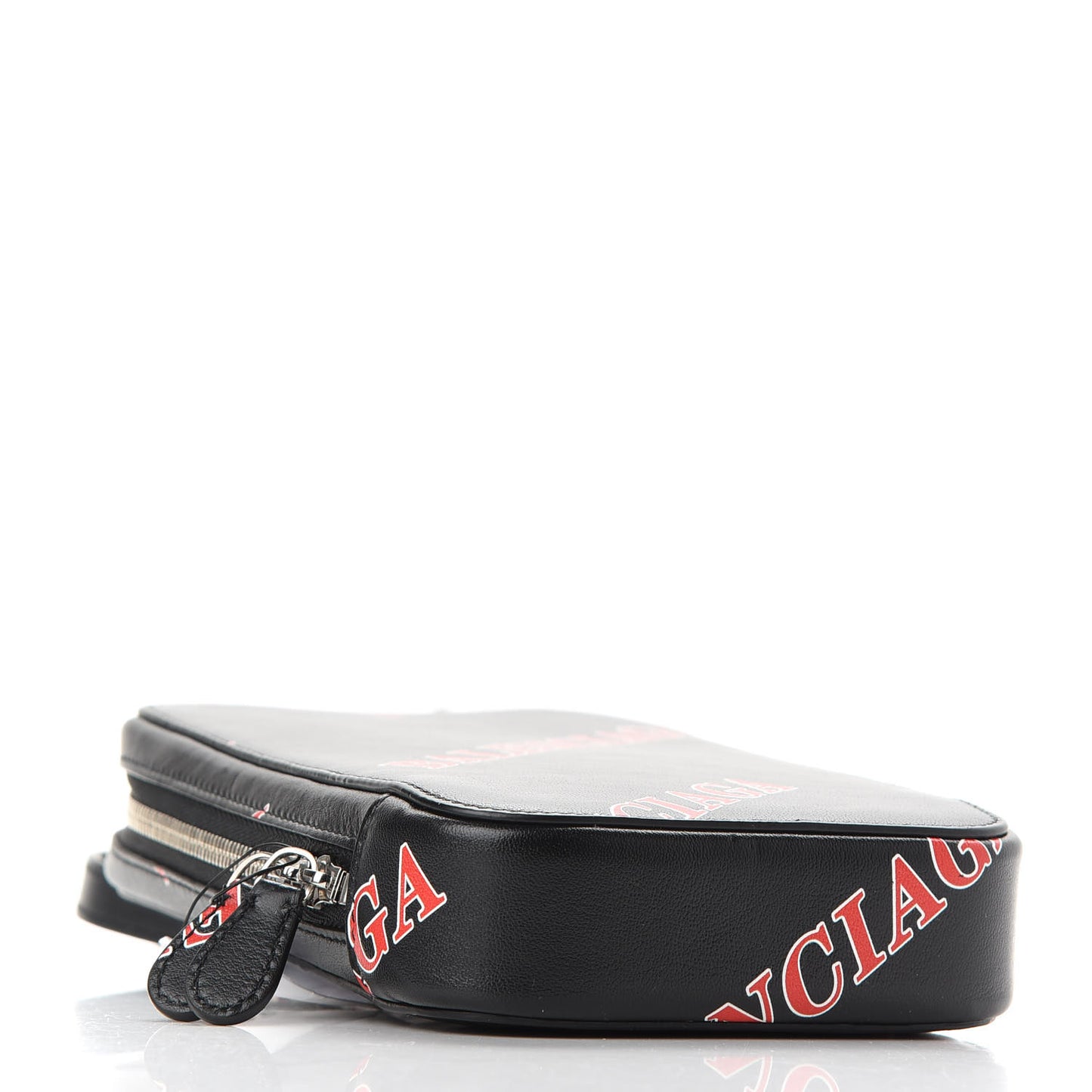 Calfskin Logo Print Cash Phone Holder Bag Black Red