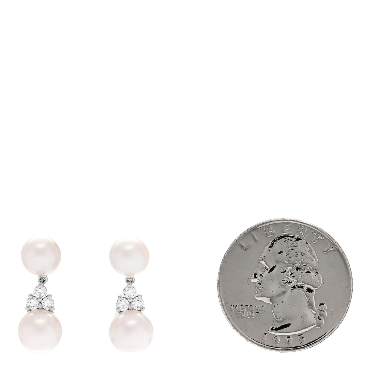 Tiffany Platinum Diamond Akoya Pearl 7-8mm Aria Drop Earrings 2 of 6