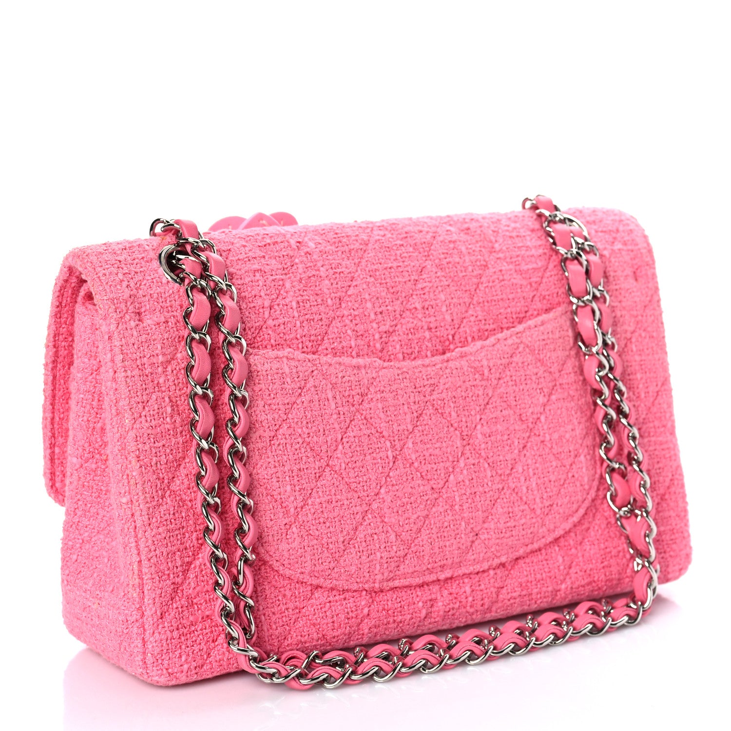 Chanel Tweed Crystal Bead Flower Embellished Quilted Medium Double Flap Pink 3 of 13