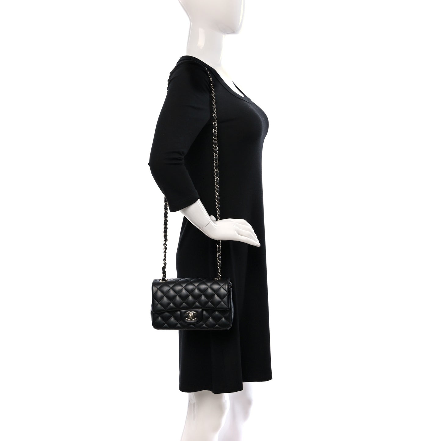 Lambskin Quilted Mini Rectangular Flap Black