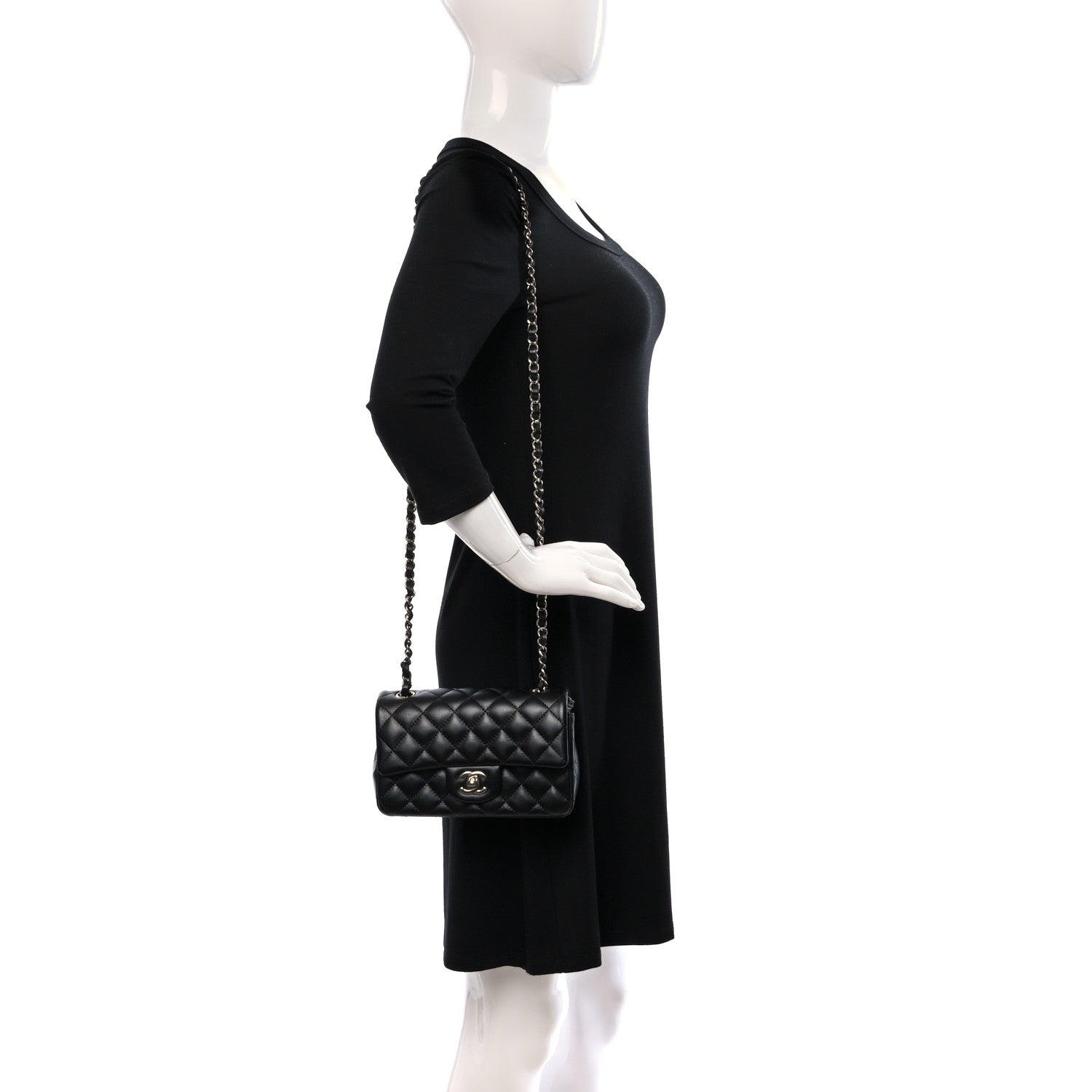 Chanel Lambskin Quilted Mini Rectangular Flap Black 2 of 10