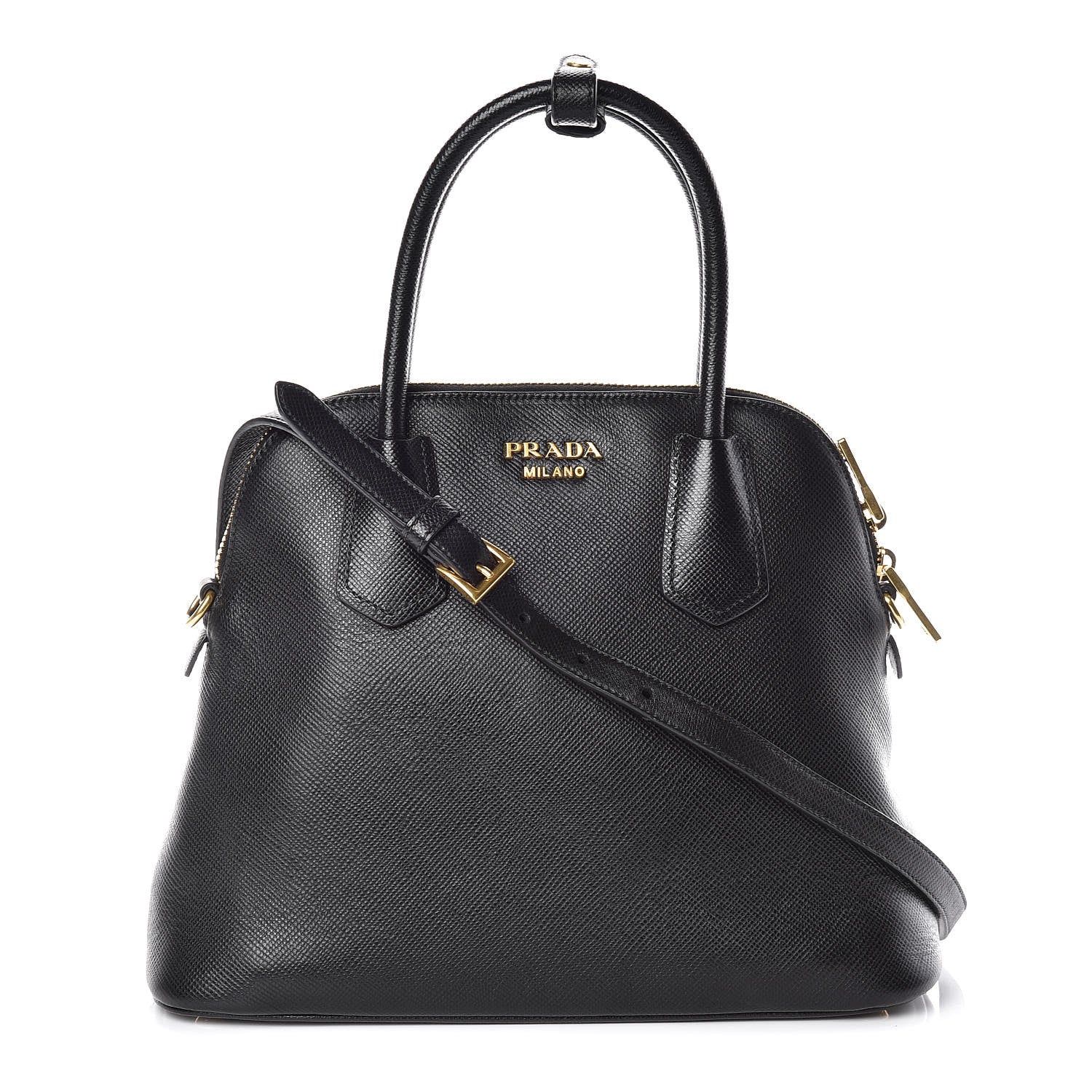 Prada Saffiano Cuir Bauletto Nero Black 1 of 10