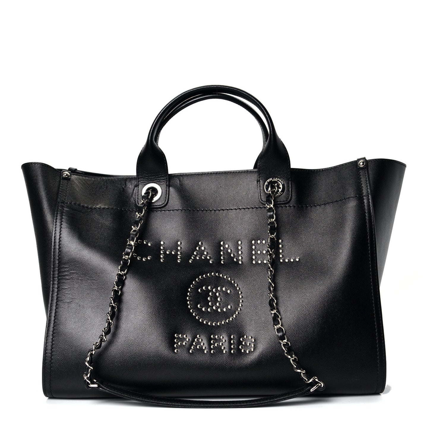 Caviar Large Studded Deauville Tote Black