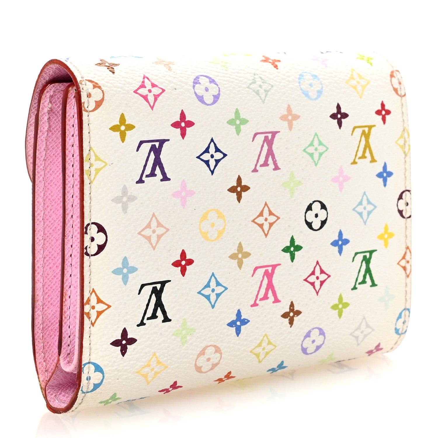 Louis Vuitton Monogram Multicolor Joey Wallet White Litchi 3 of 6