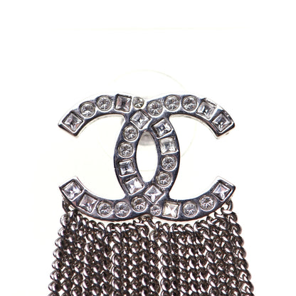 Chanel Baguette Crystal CC Chain Drop Earrings Silver 4 of 8