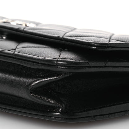 Chanel Lambskin Quilted Crystal CC Wallet On Chain WOC Black 12 of 15