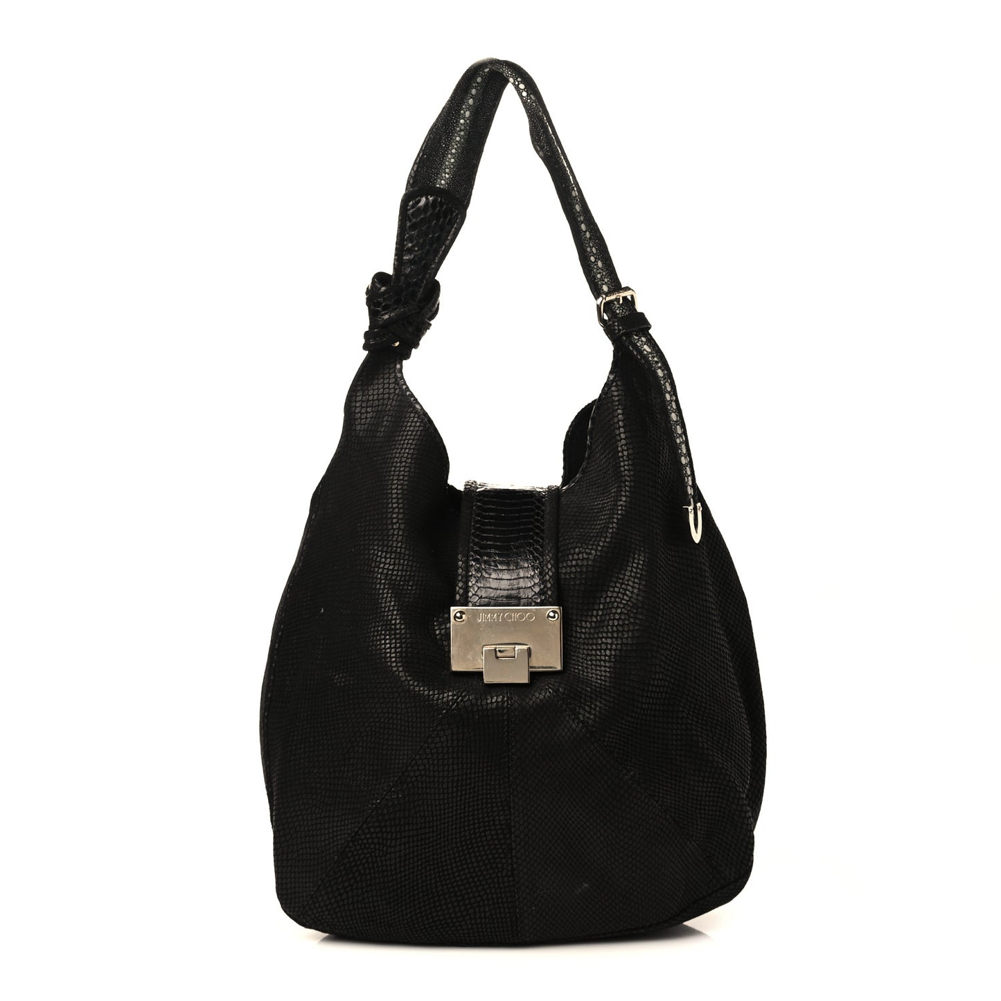 Snakeskin Embossed Calfskin Rahmyn Black