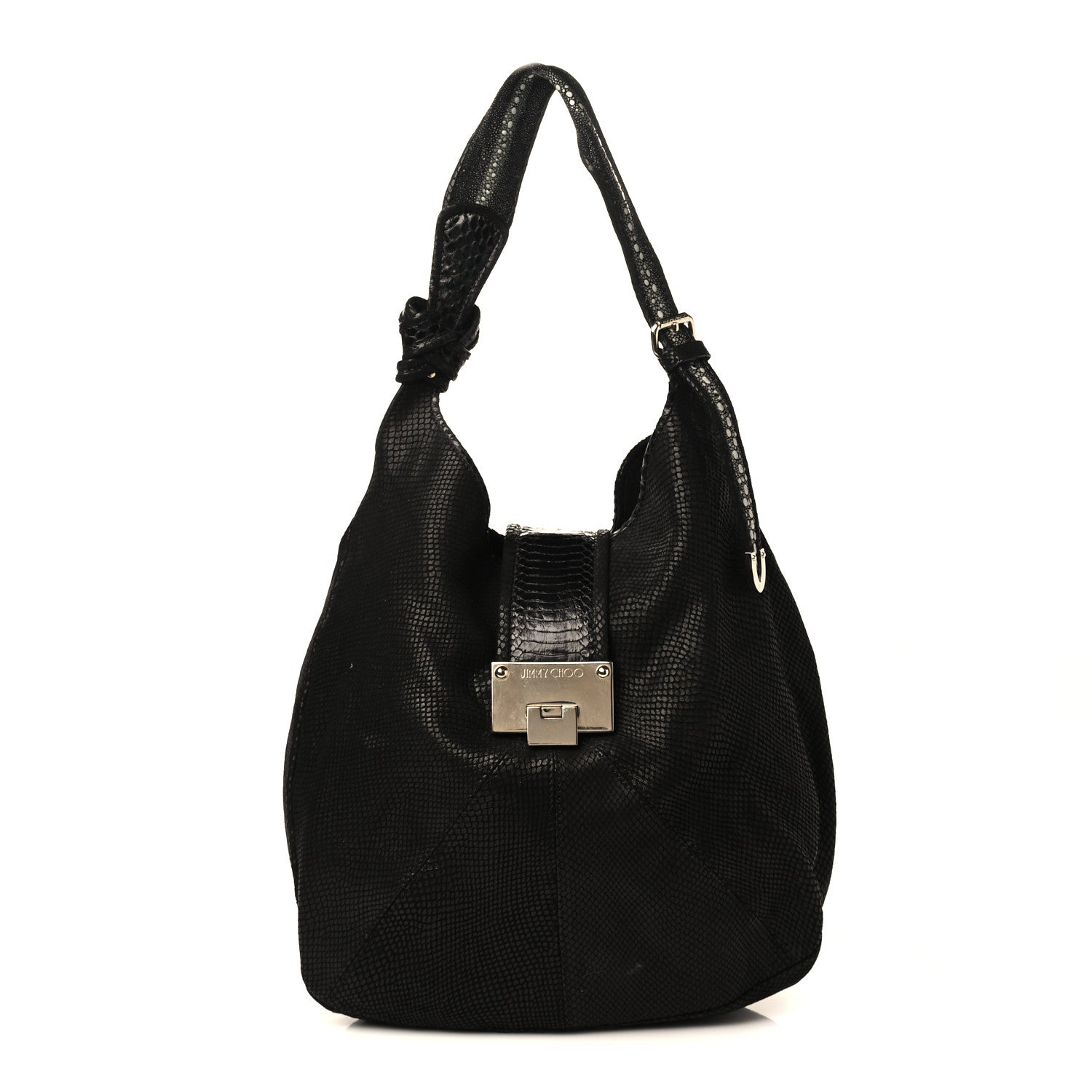 Jimmy Choo Snakeskin Embossed Calfskin Rahmyn Black 1 of 6