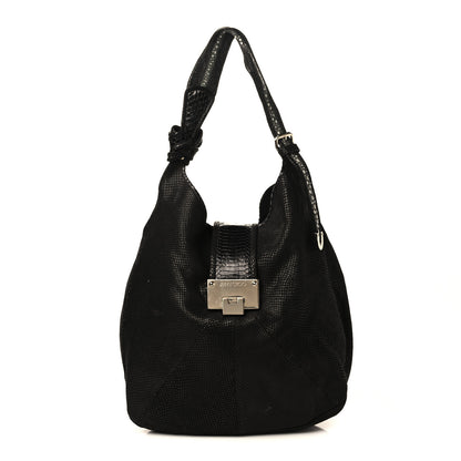 Jimmy Choo Snakeskin Embossed Calfskin Rahmyn Black 1 of 6