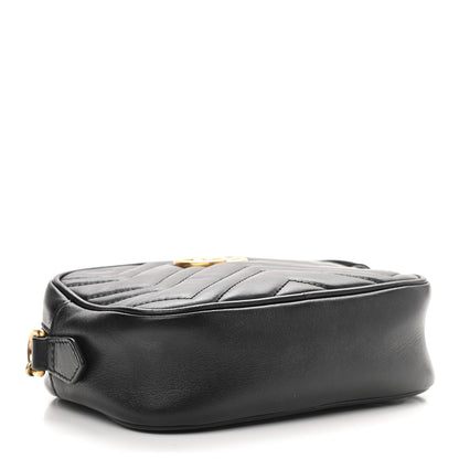 Gucci Calfskin Matelasse Mini GG Marmont Chain Shoulder Bag Black 4 of 15