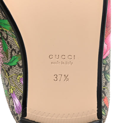 Gucci GG Supreme Monogram Flora Womens Princetown Slippers 37.5 Beige Ebony Multicolor Rosso 6 of 9