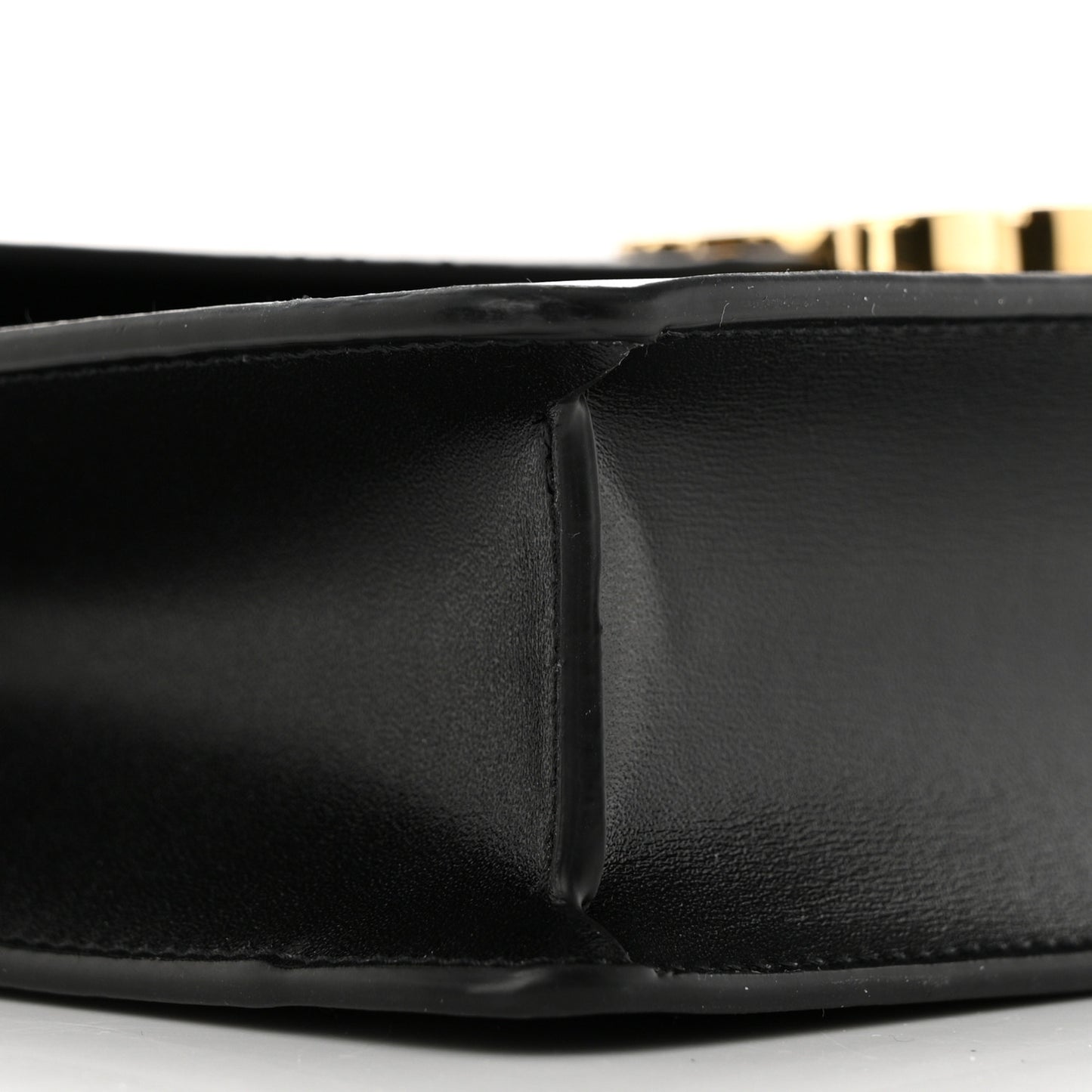 Shiny Calfskin Triomphe Margo Wallet on Chain Black