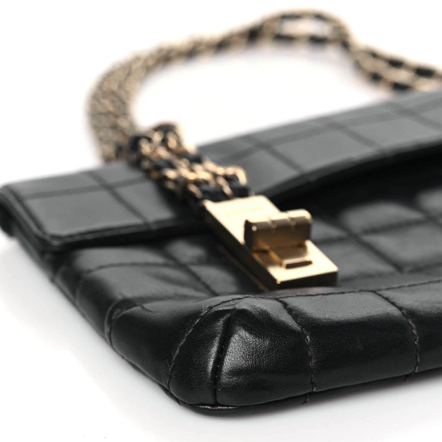 Chanel Lambskin Chocolate Bar Mademoiselle Flap Shoulder Bag Black 9 of 11