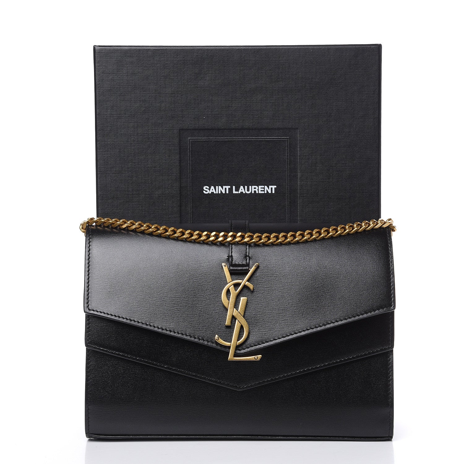 Saint Laurent Smooth Calfskin Monogram Sulpice Chain Wallet Black 9 of 9