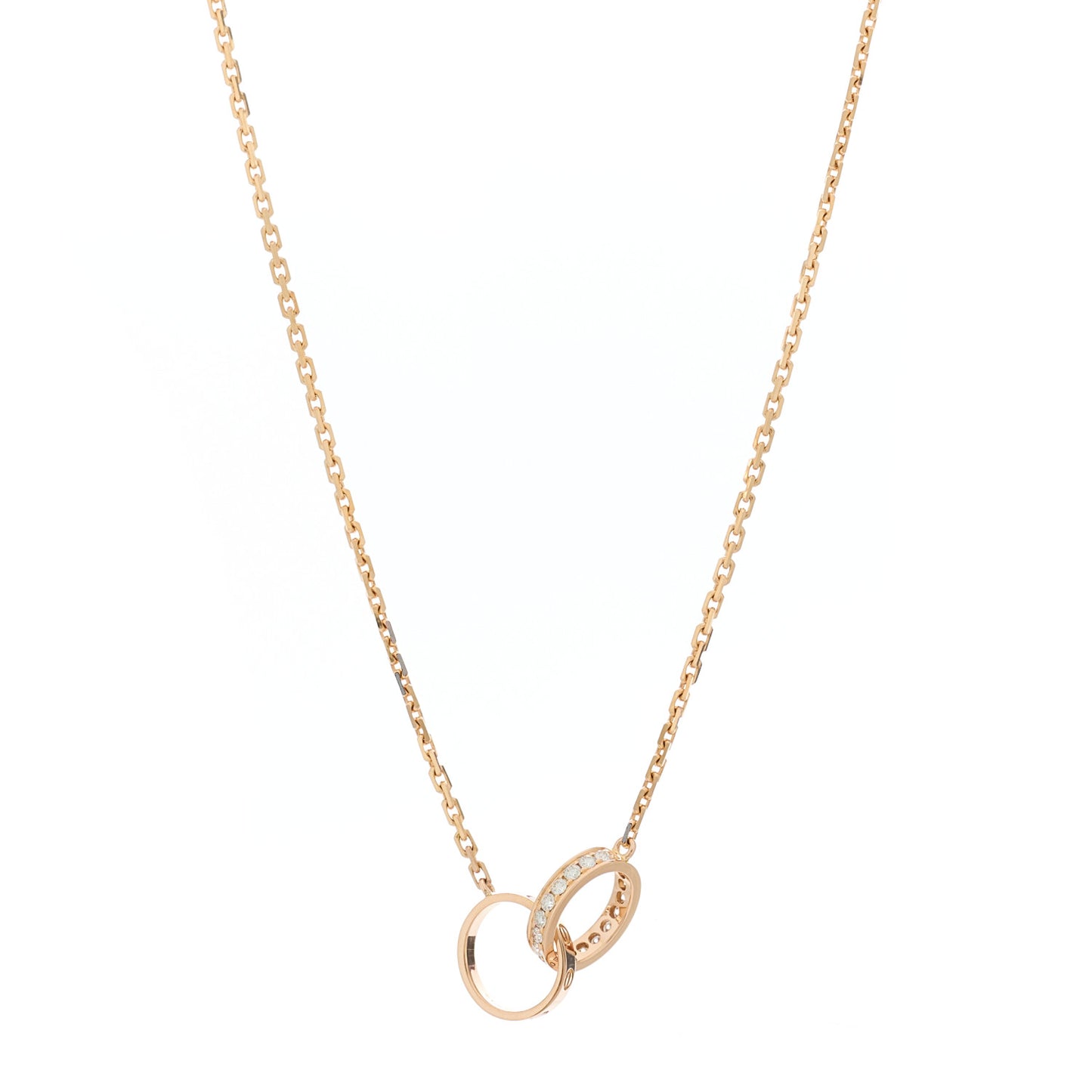 18K Pink Gold Diamond Interlocking LOVE Necklace