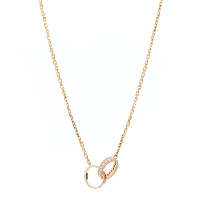Cartier 18K Pink Gold Diamond Interlocking LOVE Necklace 1 of 6