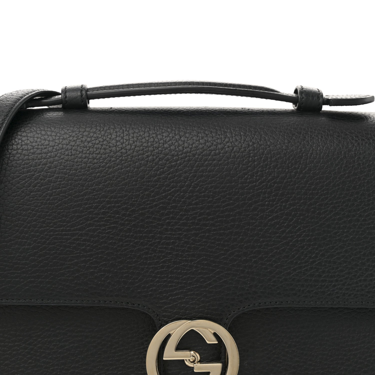 Gucci Dollar Calfskin Medium Interlocking G Top Handle Shoulder Bag Black 8 of 10