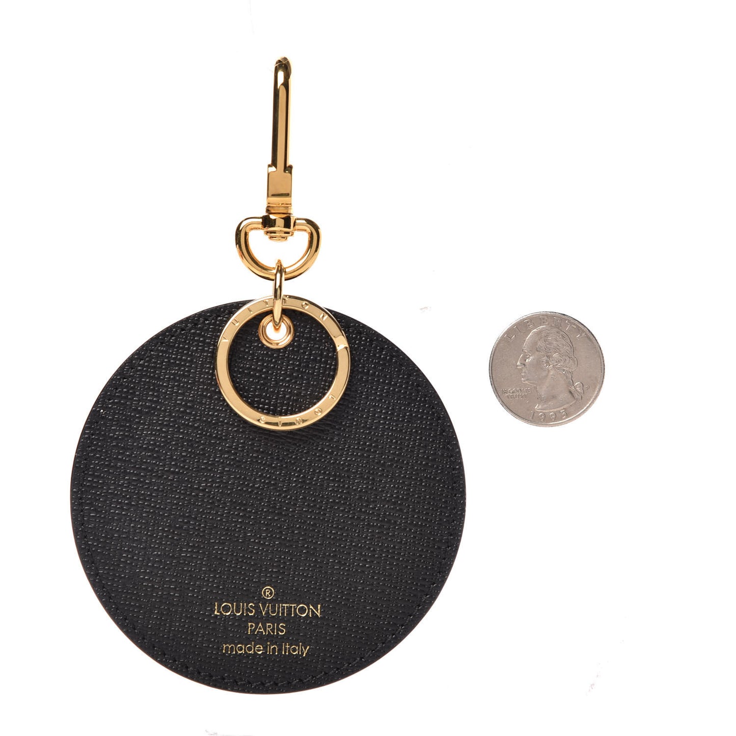 Calfskin Lace Flower Inlay Bag Charm Key Holder Navy Black