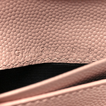 Saint Laurent Grain De Poudre Matelasse Chevron Monogram Compact Tri Fold Wallet Pale Pink 8 of 14