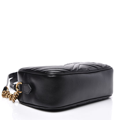 Gucci Calfskin Matelasse Small GG Marmont Chain Shoulder Bag Black 3 of 10
