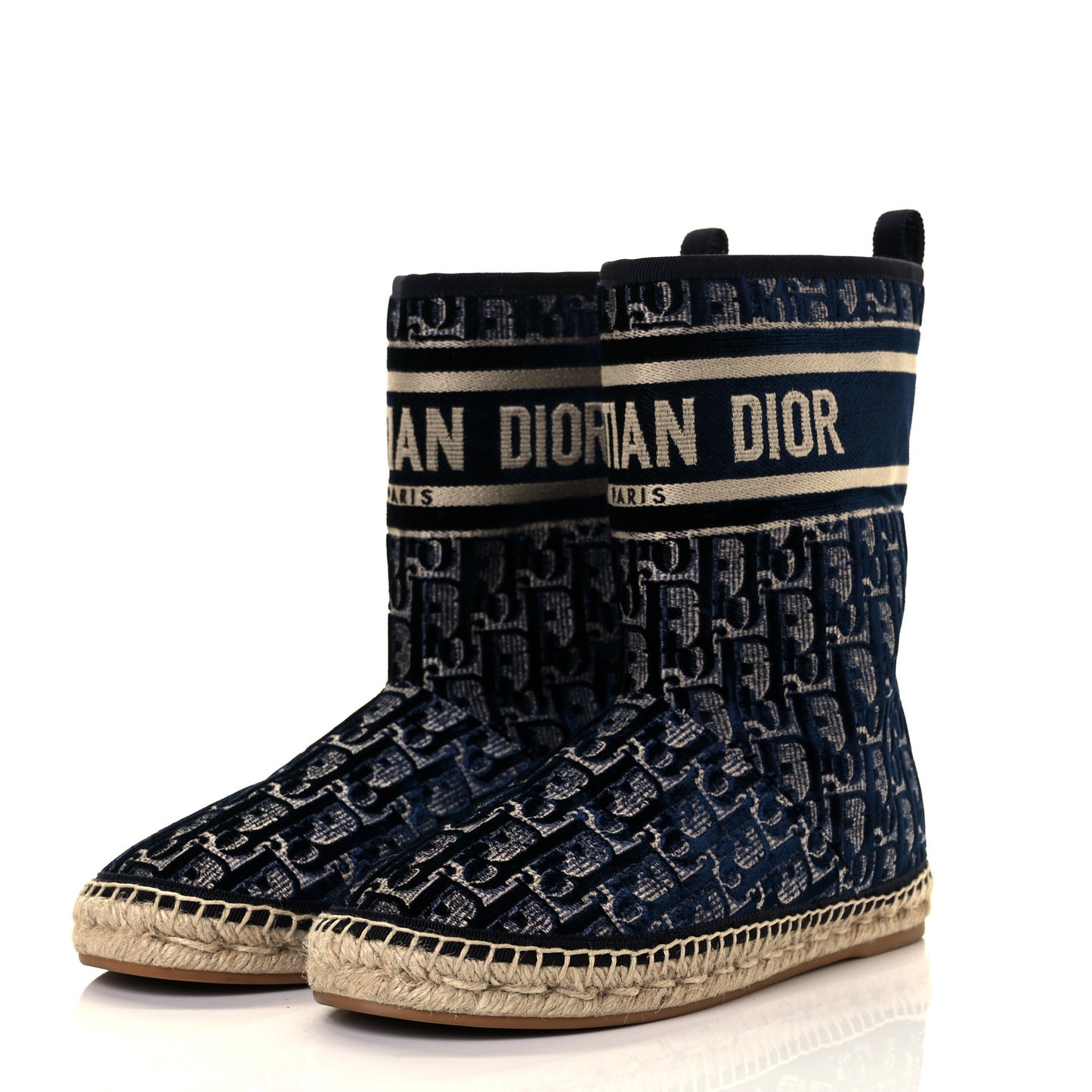 Velvet Oblique Granville Espadrille Boots 38 Deep Blue