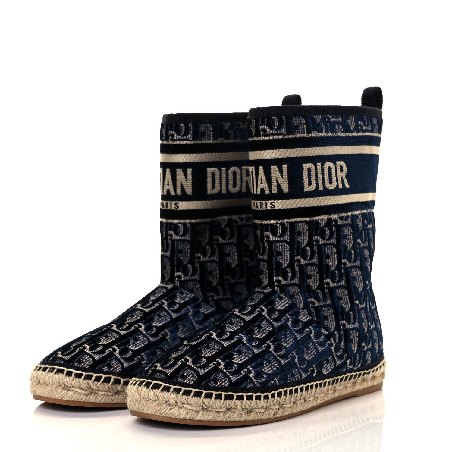 Christian Dior Velvet Oblique Granville Espadrille Boots 38 Deep Blue 7 of 21
