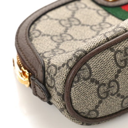 Gucci GG Supreme Monogram Textured Calfskin Web Medium Ophidia Cosmetic Case Beige Ebony New Acero 8 of 9