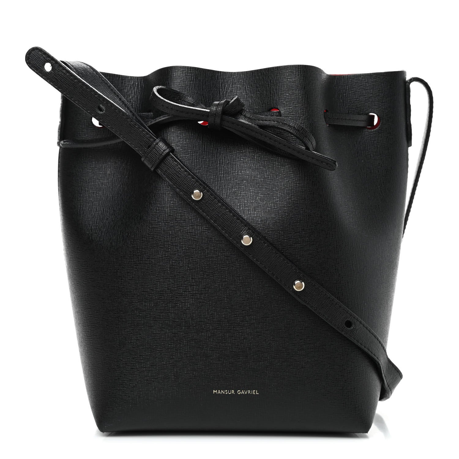 Mansur Gavriel Saffiano Mini Bucket Bag Black Flamma 1 of 9