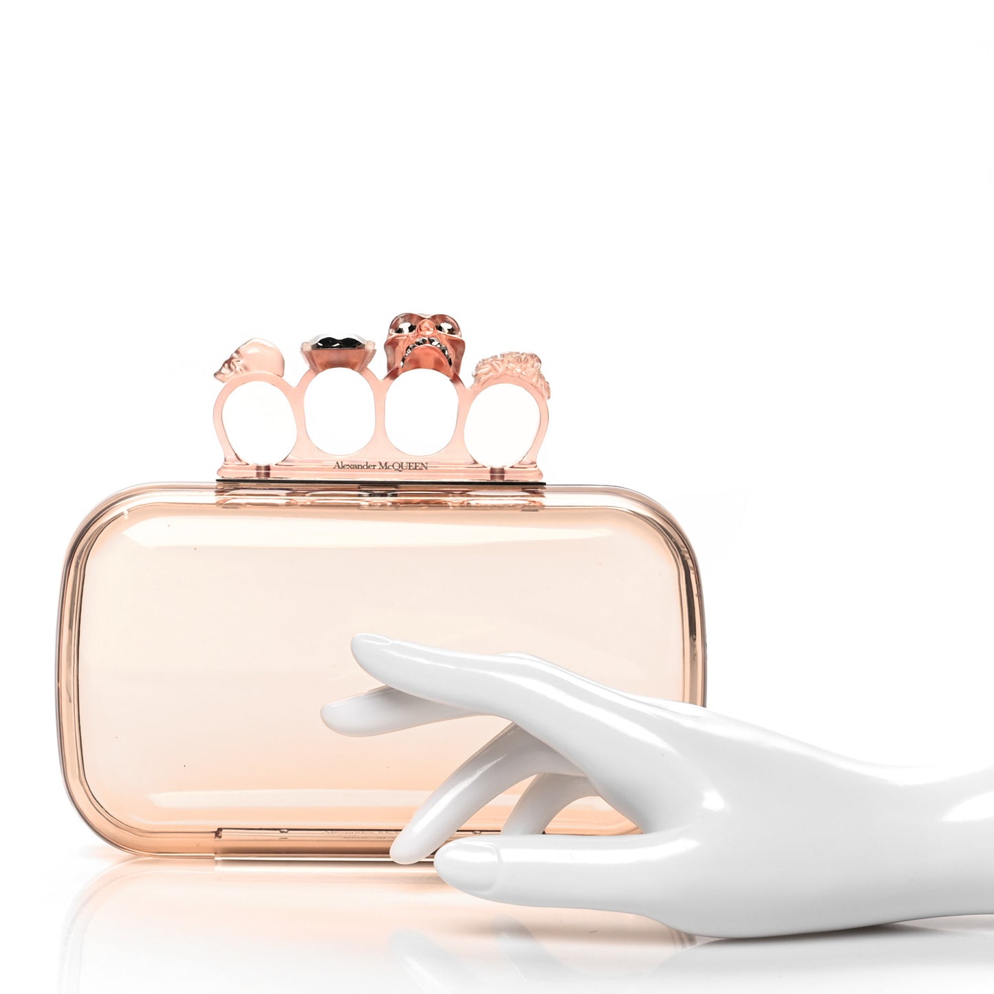Plexi Skull Four Ring Clutch Blush
