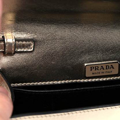 Prada Metallic City Calf Saffiano Cahier Bag Pirite Black 9 of 13