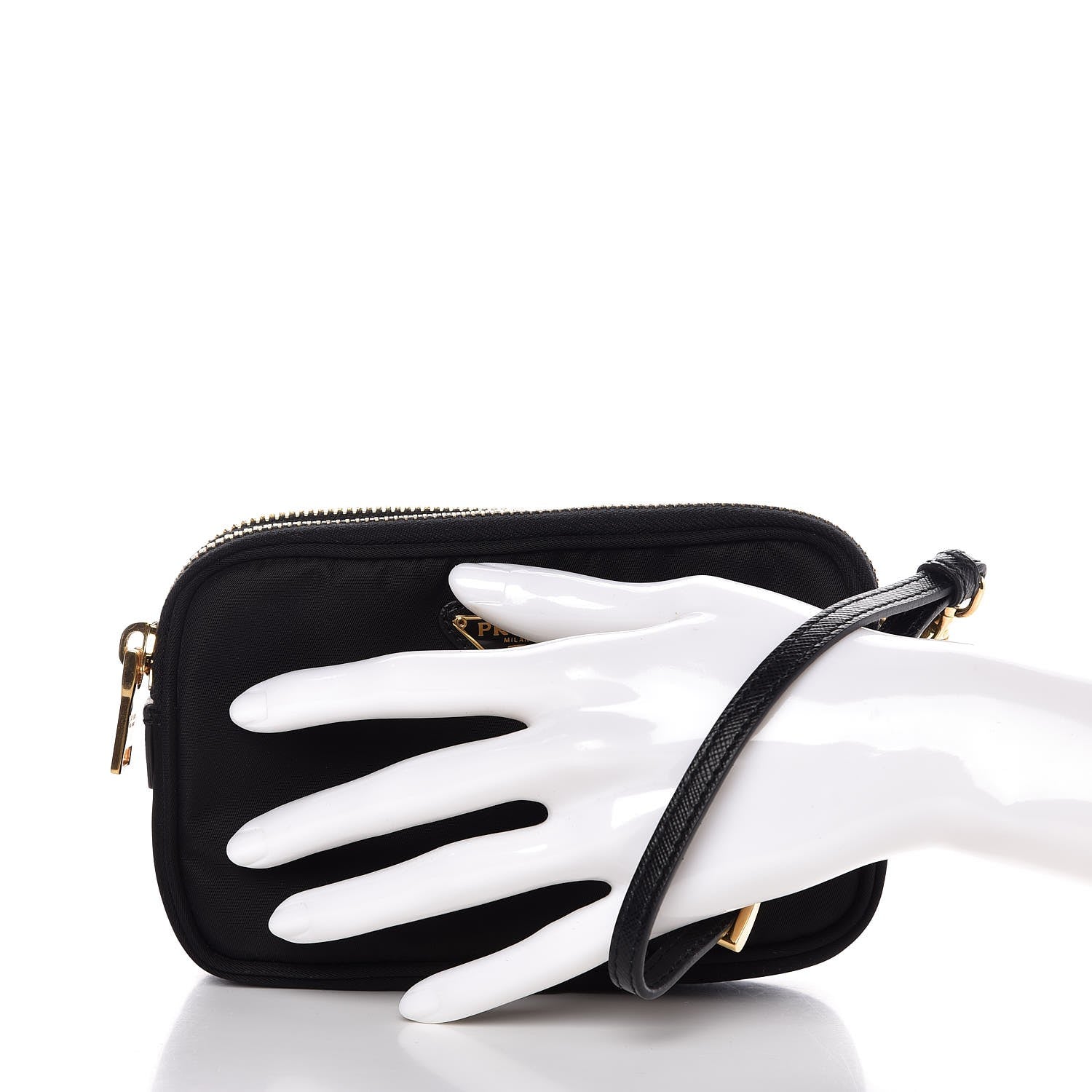 Prada Tessuto Nylon Convertible Crossbody Wristlet Black 3 of 8