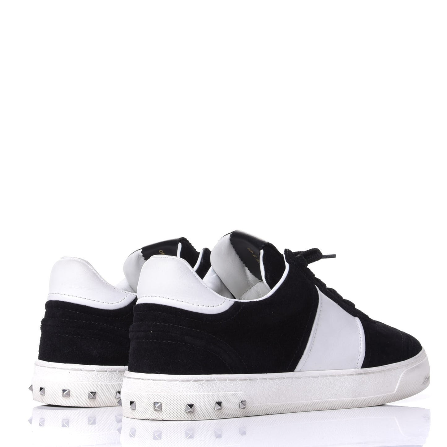 Suede Calfskin Womens Rockstud Flycrew Sneakers 40 Black White