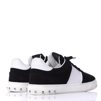 Valentino Garavani Suede Calfskin Womens Rockstud Flycrew Sneakers 40 Black White 4 of 12