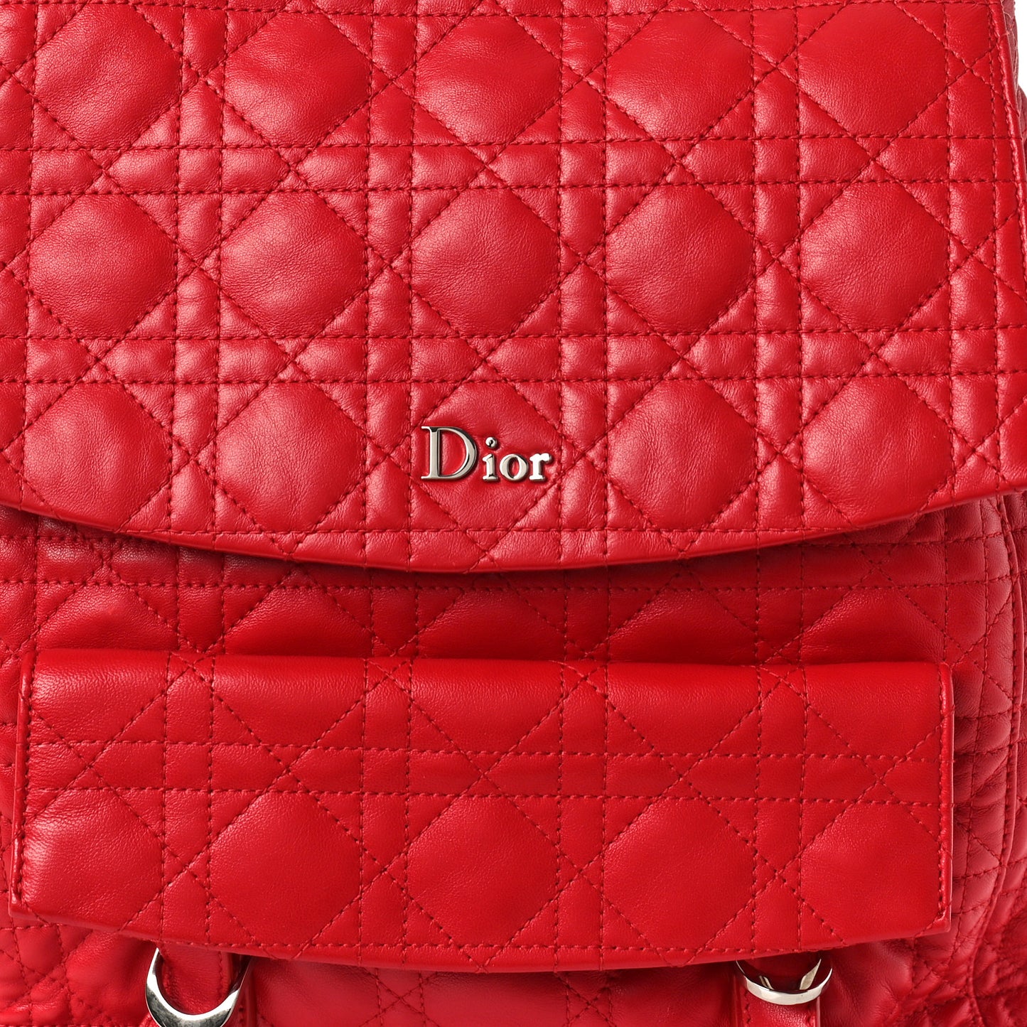 CHRISTIAN DIOR Lambskin Cannage Large Stardust Backpack Red