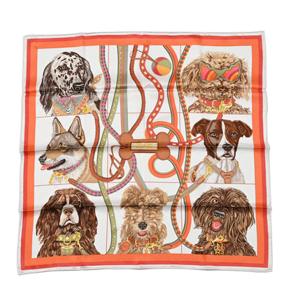 Hermes Silk Jour De Casting Scarf 70 White Orange Brun 1 of 6