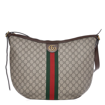 Gucci GG Supreme Monogram Web Ophidia Half Moon Hobo Brown 1 of 7