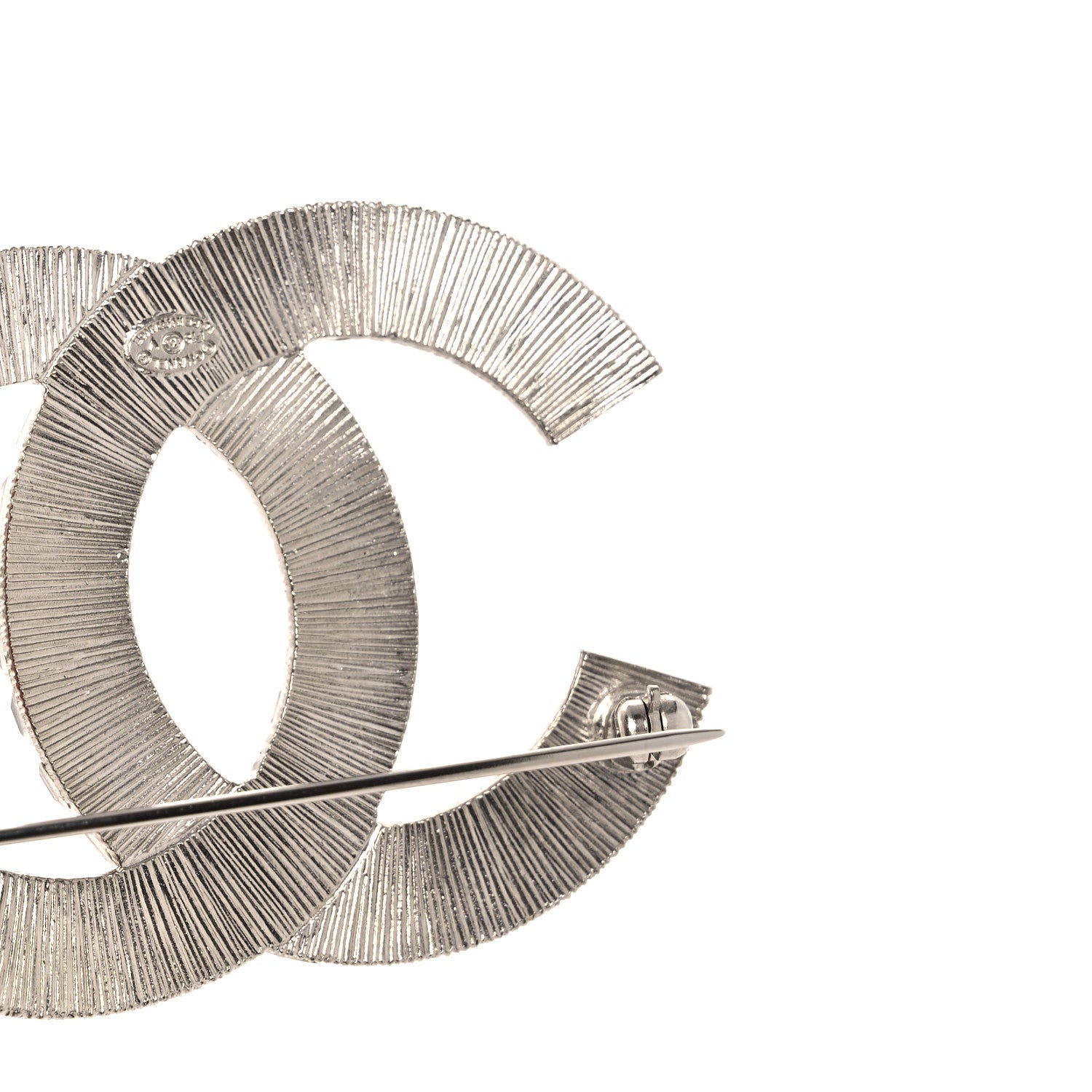 Chanel Baguette Crystal CC Brooch Silver 4 of 5