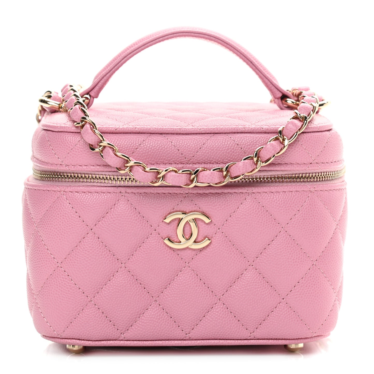 Caviar Quilted Small CC Vanity Case Light Pink