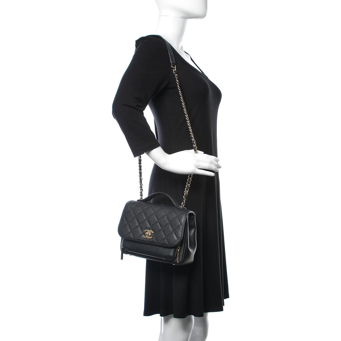 Caviar Quilted Medium Business Affinity Flap Black