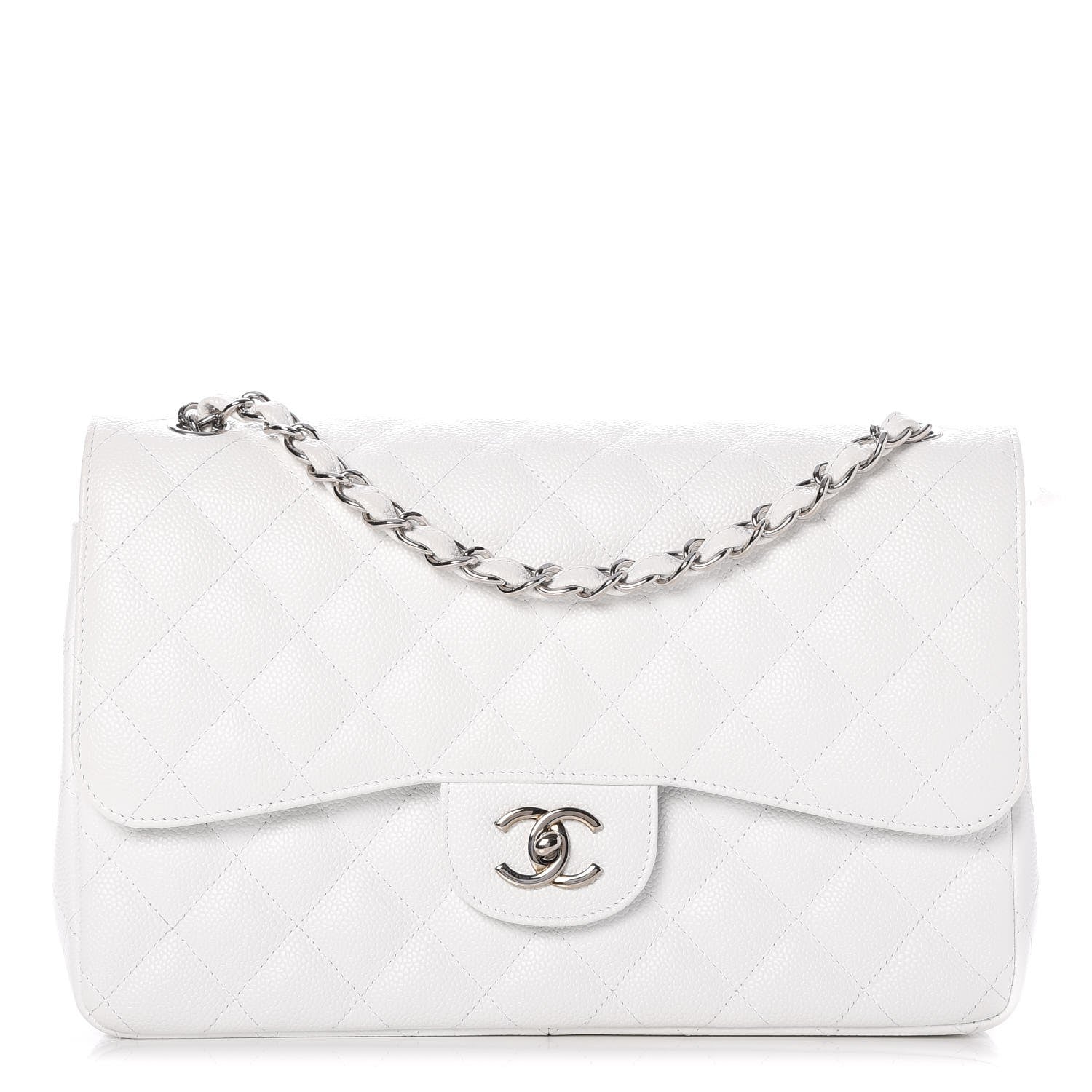 Chanel Caviar Quilted Jumbo Double Flap White 1 of 8