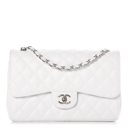 Chanel Caviar Quilted Jumbo Double Flap White 1 of 8