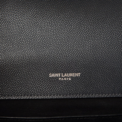 Saint Laurent Grain De Poudre Textured Mixed Matelasse Triquilt Medium Monogram Satchel Deep Marine 9 of 11