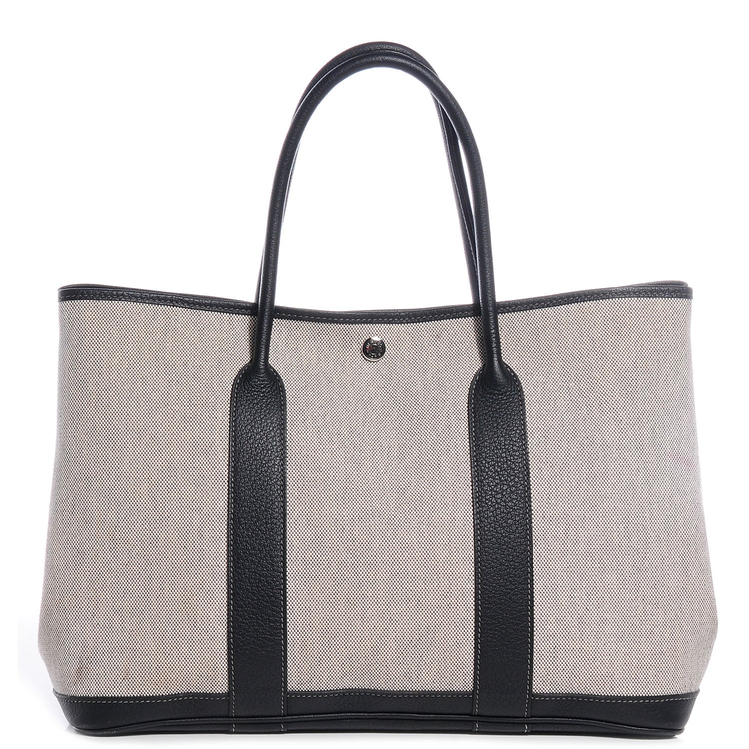 Hermes Toile Leather Garden Party MM Tote Black 1 of 7